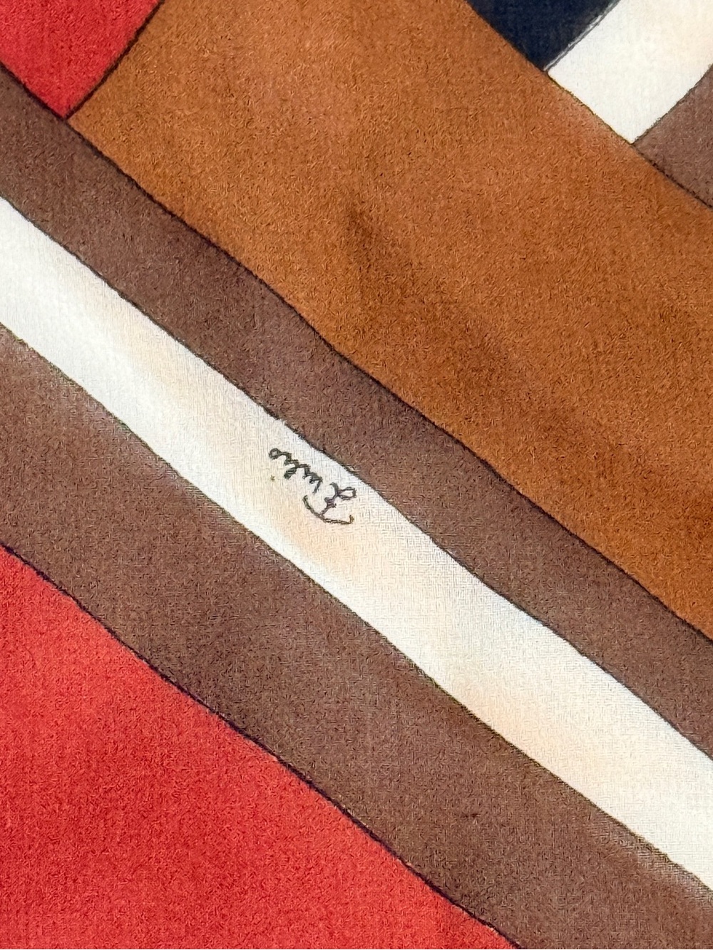 Emilio Pucci Multicolor Geometric Scarf in Brown, Yellow - Picture 5 of 9